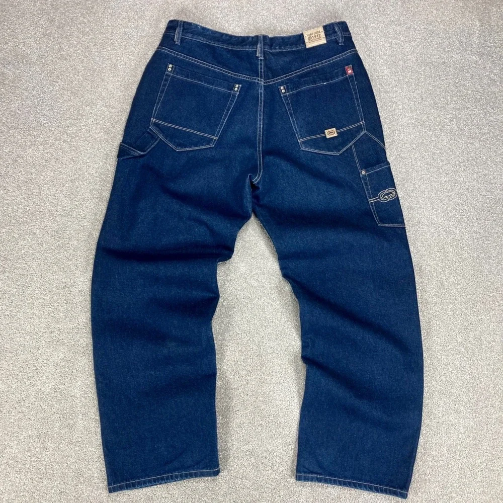 Ecko Unltd Foundry Baggy Carpenter Jeans Mens Sz 36 Dark Wash Wide Leg Denim